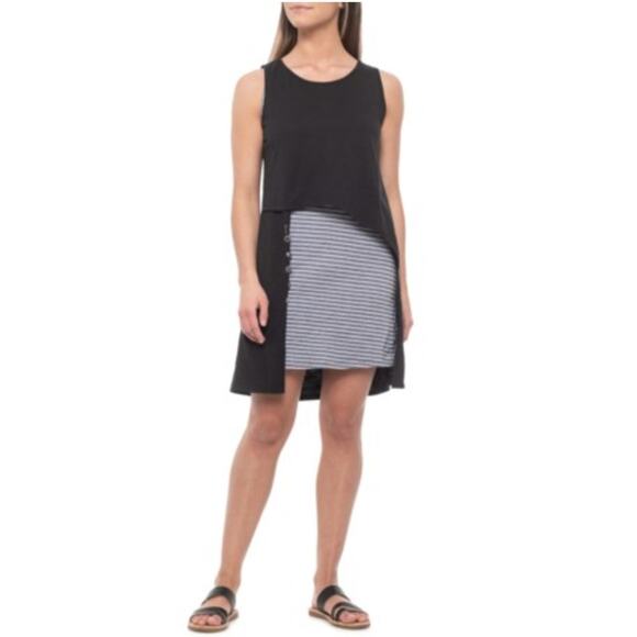 Neon Buddha Black and Gray Striped Mini Dress - Picture 1 of 16